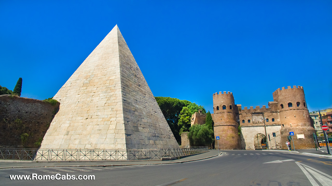 Pyramid of Cestius in Rome private tours from Civitavecchia shore excursions_RomeCabs
