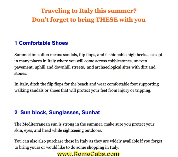 TOP 7 ROME AND ITALY TRAVEL TIPS from RomeCabs